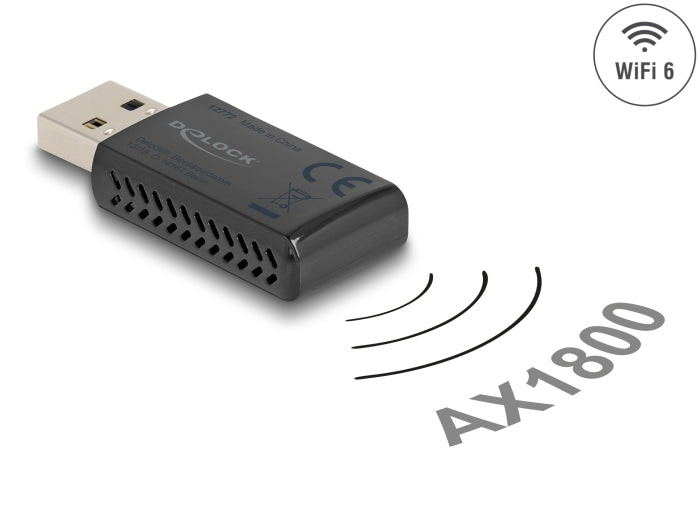 Delock Wi-Fi 6 Dualband WLAN USB Stick AX1800 (1201 + 574 Mbps) Delock Wi-Fi 6 Dualband WLAN USB Stick AX1800 (1201 + 574 Mbps)